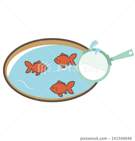 Goldfish scooping. Summer festival. Food stalls. Vector illustration. Goldfish scooping. Summer festival. Food stalls. Vector illustration. 141509848