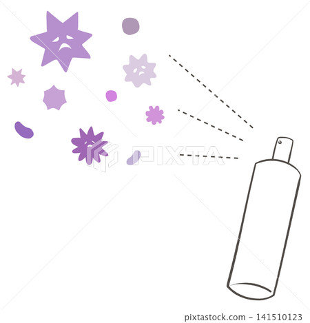 Illustration of spraying germs with disinfectant spray. 141510123