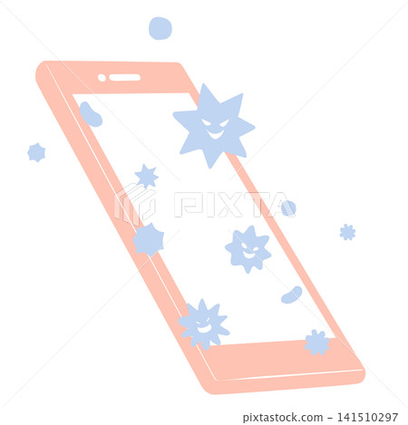 Illustration of a smartphone covered in germs 141510297