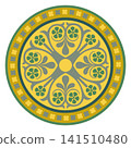Arabesque and floral motifs within a circle 141510480