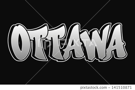 Graffiti style text spelling out the city name Ottawa in bold lettering 141510871