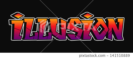 Graffiti style word illusion with vibrant gradient colors and black background Graffiti style word illusion with vibrant gradient colors and black background 141510889