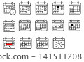 Calendar schedule, event planning and time management icon set vector illustration. Date mark, deadline and postponement icon. 141511208