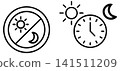 Day and night 24 hours service icon set with sun, moon and clock vector illustration. Time cycle concept. 141511209