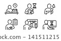 Time management, calendar schedule, hourglass countdown, task checklist, smartphone notification and computer work icon set vector. 141511215