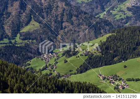 Pieve di Marebbe and Scattered Alpine Farms Seen from High on Kronplatz Pieve di Marebbe and Scattered Alpine Farms Seen from High on Kronplatz 141511290