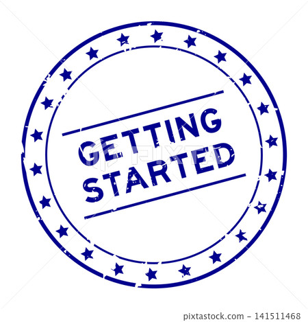 Grunge blue getting started word round rubber seal stamp on white background Grunge blue getting started word round rubber seal stamp on white background 141511468