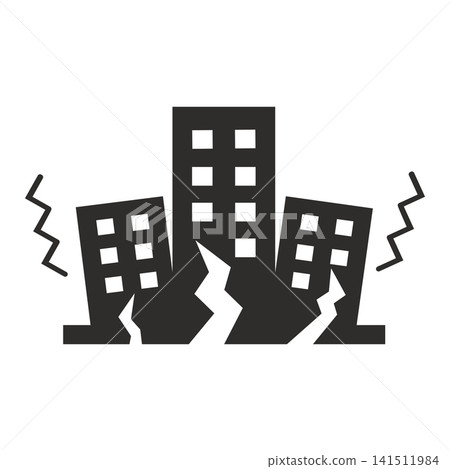 earthquake icon, vector house earthquake in black color, earthquake icon on white background, earthquake damaged to house, flat vector illustration on white background earthquake icon, vector house earthquake in black color, earthquake icon on white background, earthquake damaged to house, flat vector illustration on white background 141511984