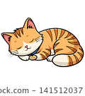 Cute Sleeping Cat On White Background 141512037
