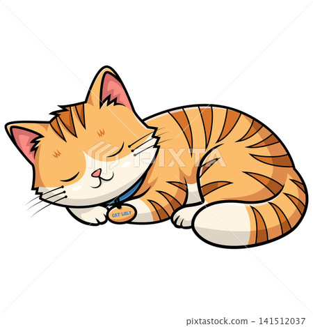 Cute Sleeping Cat On White Background Cute Sleeping Cat On White Background 141512037