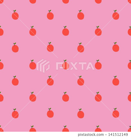 Seamless red apple pattern on pink background for fabric wrapping paper and kitchen decor Seamless red apple pattern on pink background for fabric wrapping paper and kitchen decor 141512149