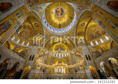 Interior of the Church of St. Sava, featuring one of the largest gold mosaic compositions in the world, in Belgrade, Serbia Interior of the Church of St. Sava, featuring one of the largest gold mosaic compositions in the world, in Belgrade, Serbia 141512283