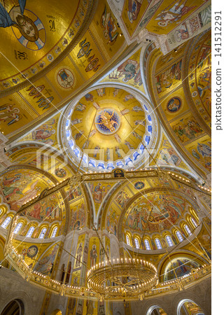 Interior of the Church of St. Sava, featuring one of the largest gold mosaic compositions in the world, in Belgrade, Serbia Interior of the Church of St. Sava, featuring one of the largest gold mosaic compositions in the world, in Belgrade, Serbia 141512291