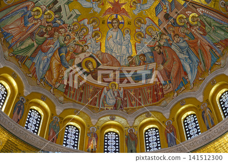 Interior of the Church of St. Sava, featuring one of the largest gold mosaic compositions in the world, in Belgrade, Serbia Interior of the Church of St. Sava, featuring one of the largest gold mosaic compositions in the world, in Belgrade, Serbia 141512300