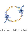 Circle floral with golden frame Floral wreath collection spring flower frames set for wedding invitations 141512342