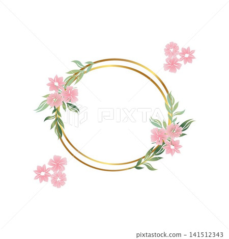 Circle floral with golden frame Floral wreath collection spring flower frames set for wedding invitations Circle floral with golden frame Floral wreath collection spring flower frames set for wedding invitations 141512343