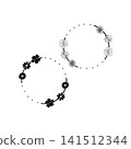 Circle floral with golden frame Floral wreath collection spring flower frames set for wedding invitations 141512344