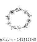 Circle floral with golden frame Floral wreath collection spring flower frames set for wedding invitations 141512345