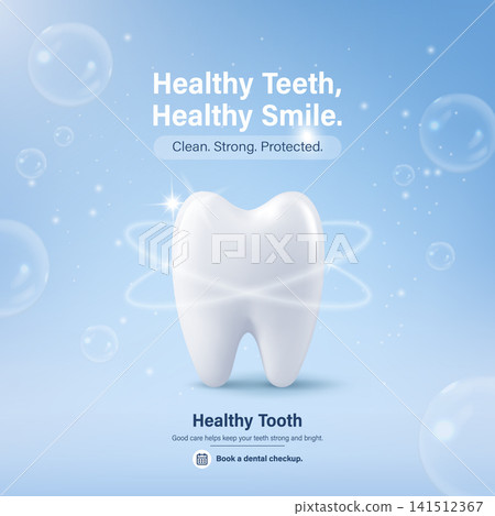 Vector 3d Healthy Teeth Poster. Tooth Dental Care Banner with Blue Bubbles. Oral Hygiene, Dentist Clinic Promotion, Healthy Smile Ad, Checkup Reminder, Medical Awareness Design Vector 3d Healthy Teeth Poster. Tooth Dental Care Banner with Blue Bubbles. Oral Hygiene, Dentist Clinic Promotion, Healthy Smile Ad, Checkup Reminder, Medical Awareness Design 141512367
