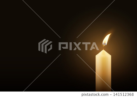 Vector 3d Candle Light. 3d Realistic Burning Flame on Dark Background. Memorial and Sympathy Horizontal Card Template. Spiritual, Calm Design For Remembrance, Meditation, Condolence Vector 3d Candle Light. 3d Realistic Burning Flame on Dark Background. Memorial and Sympathy Horizontal Card Template. Spiritual, Calm Design For Remembrance, Meditation, Condolence 141512368