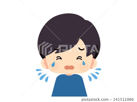 Illustration of a boy crying loudly 141512866