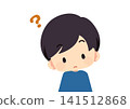 An illustration of a boy tilting his head. 141512868