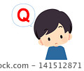 Illustration of a boy asking a question 141512871