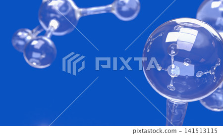Transparent Molecular Network on Vivid Blue Scientific Background 3d render. Transparent Molecular Network on Vivid Blue Scientific Background 3d render. 141513115