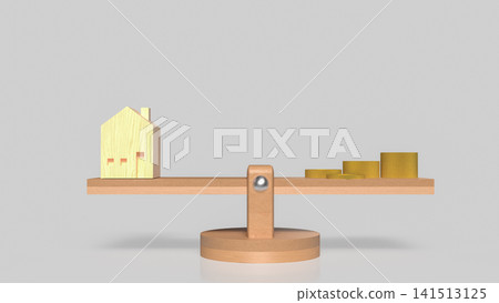 Home Value and Mortgage Affordability Balance Concept 3d render. Home Value and Mortgage Affordability Balance Concept 3d render. 141513125