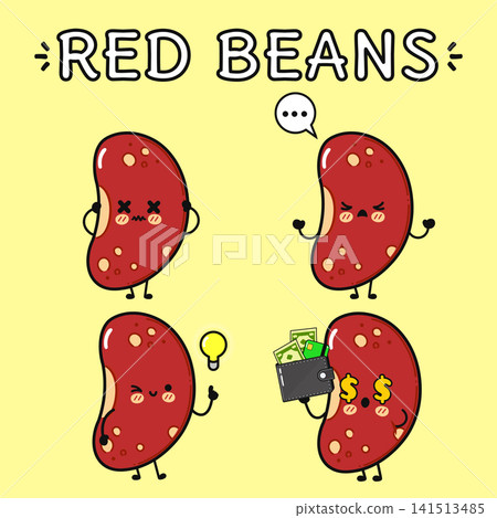 Cute red bean characters expressing different emotions and ideas Cute red bean characters expressing different emotions and ideas 141513485