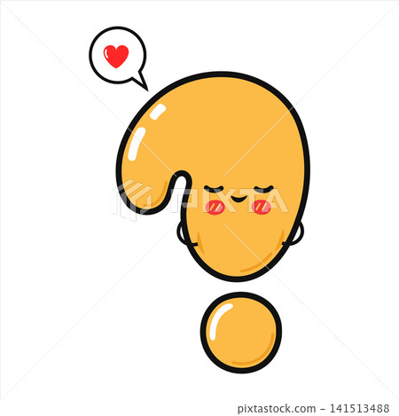 Cute cartoon question mark character with a heart symbol in a speech bubble Cute cartoon question mark character with a heart symbol in a speech bubble 141513488