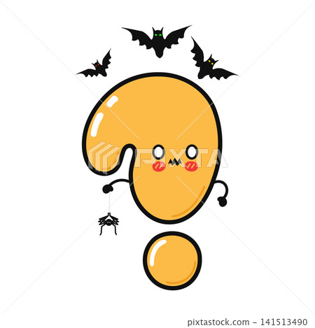 Cute Halloween question mark character with bats and spider Cute Halloween question mark character with bats and spider 141513490
