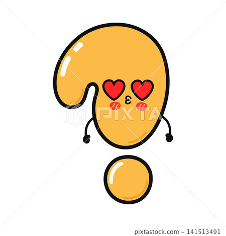 Cute cartoon question mark character with heart eyes and kissy face Cute cartoon question mark character with heart eyes and kissy face 141513491