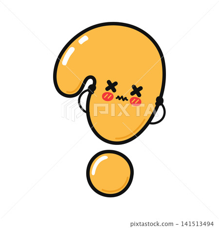 Cute cartoon question mark character looking exhausted and confused Cute cartoon question mark character looking exhausted and confused 141513494