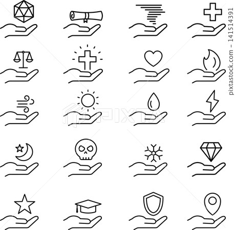 Vector monochrome line icon set related to games Vector monochrome line icon set related to games 141514391