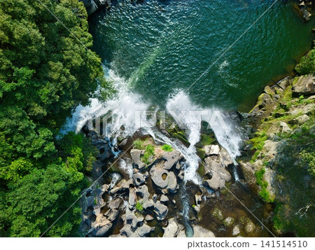 Aerial view of Sekinoo Falls, Miyakonojo City Aerial view of Sekinoo Falls, Miyakonojo City 141514510