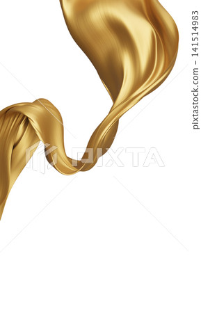 Luxury gold fabric flowing isolated on white background with copy space 3D render Luxury gold fabric flowing isolated on white background with copy space 3D render 141514983