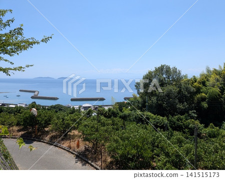 A breathtaking view of the tranquil Seto Inland Sea and its islands stretches out beyond the sloping roads and mandarin orange groves. A breathtaking view of the tranquil Seto Inland Sea and its islands stretches out beyond the sloping roads and mandarin orange groves. 141515173