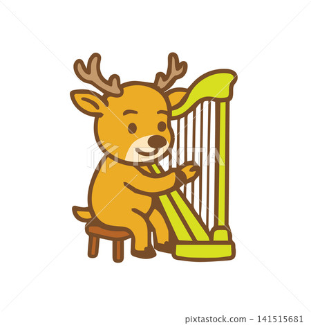 cute deer playing harp cute deer playing harp 141515681