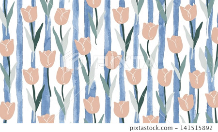 Seamless Scandinavian floral pattern featuring cute minimalist tulips Vector Background Seamless Scandinavian floral pattern featuring cute minimalist tulips Vector Background 141515892