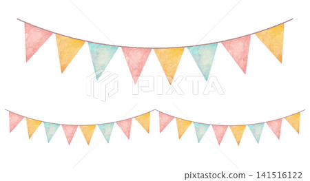 Watercolor-style colorful garland illustration set 141516122