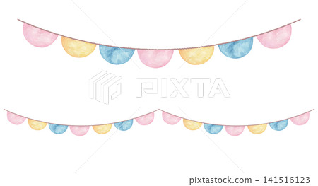 Watercolor-style garland illustration set 141516123