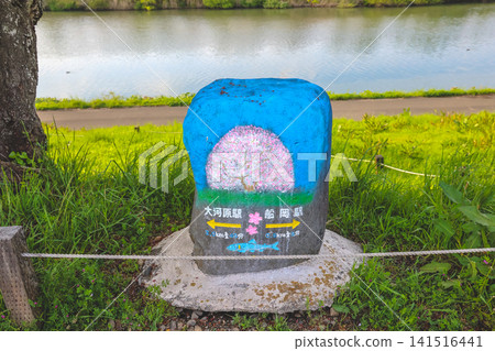 April 28 2026 Hitome Senbon Zakura riverside marker with cherry blossom direction sign 141516441