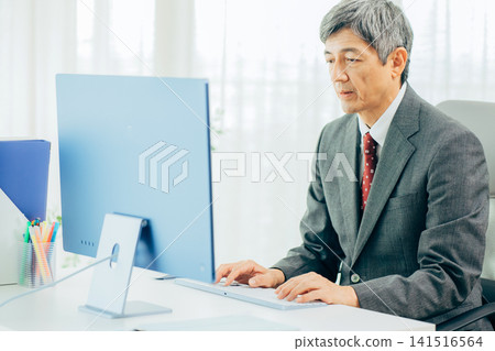 Senior businessmen working at their computers Senior businessmen working at their computers 141516564