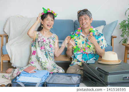 一對老年夫婦計劃旅行 141516595