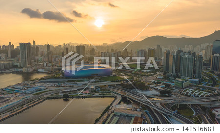 Hong Kong July 12 2026 KAI TAK. Sports park sunset. Hong Kong July 12 2026 KAI TAK. Sports park sunset. 141516681