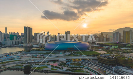 Hong Kong July 12 2026 KAI TAK. Sports park sunset. Hong Kong July 12 2026 KAI TAK. Sports park sunset. 141516685
