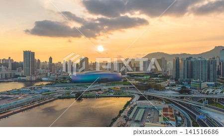 Hong Kong July 12 2026 KAI TAK. Sports park sunset. Hong Kong July 12 2026 KAI TAK. Sports park sunset. 141516686