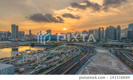 Hong Kong July 12 2026 KAI TAK. Sports park sunset. 141516694