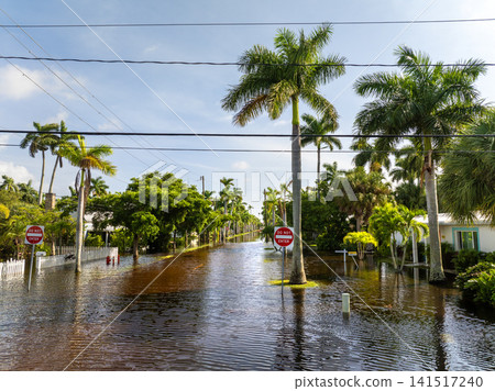 Tropical rainstorm flooded residential homes in suburban community in Punta Gorda, Florida. Hurricane Milton aftermath Tropical rainstorm flooded residential homes in suburban community in Punta Gorda, Florida. Hurricane Milton aftermath 141517240